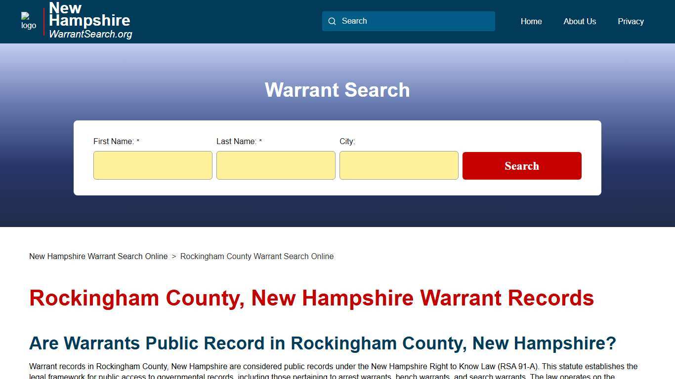 Rockingham County, New Hampshire Warrant Search NewHampshireWarrantSearch.org