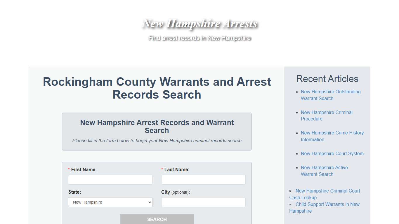 Rockingham County Warrants and Arrest Records Search - New Hampshire Arrests