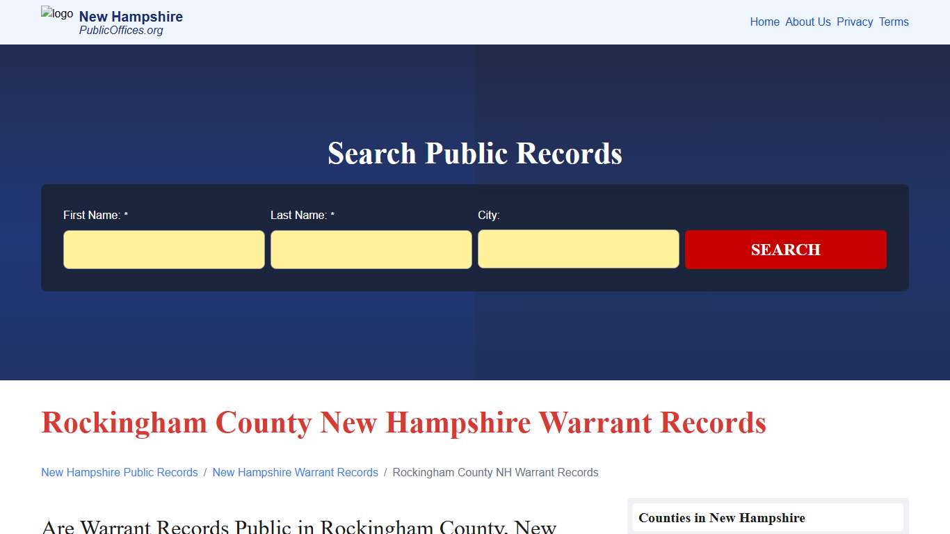 Rockingham County, NH Warrant Records Search – PublicOffices.org